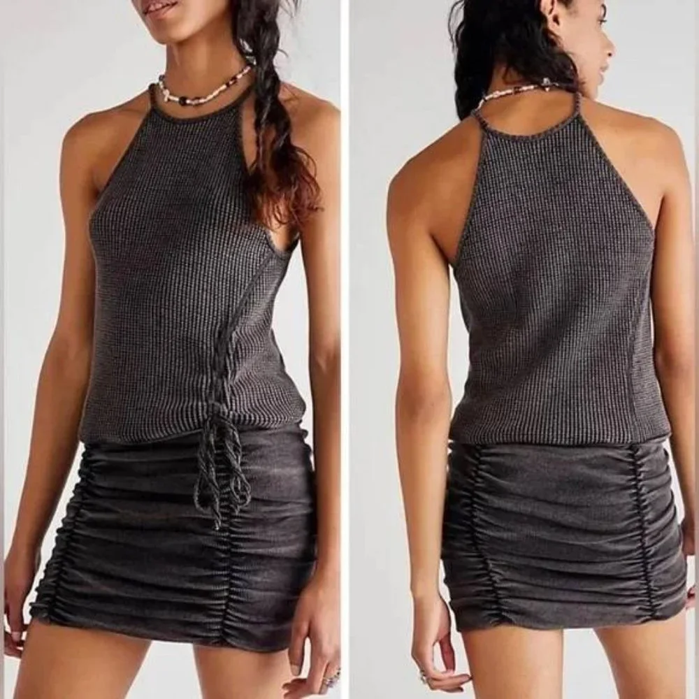 Free People Katya Thermal Mini Dress in Olive Green - Picture 3 of 7